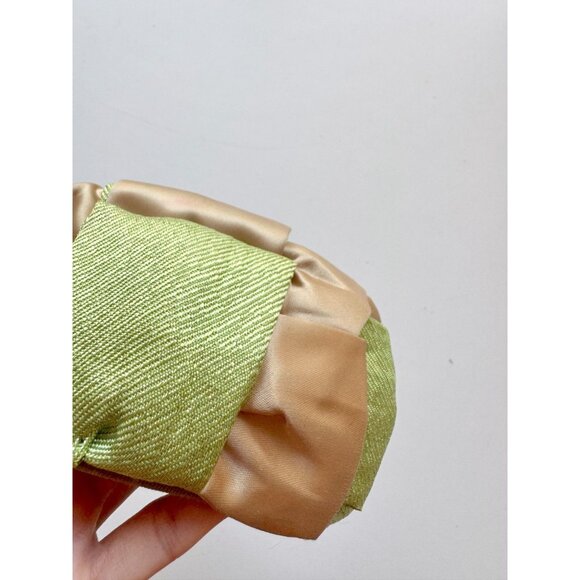 Vintage Green Straw Champagne Satin Ribbon Headband - Picture 10 of 13